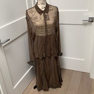 J.Jill Skirt & Blouse XL Brown
